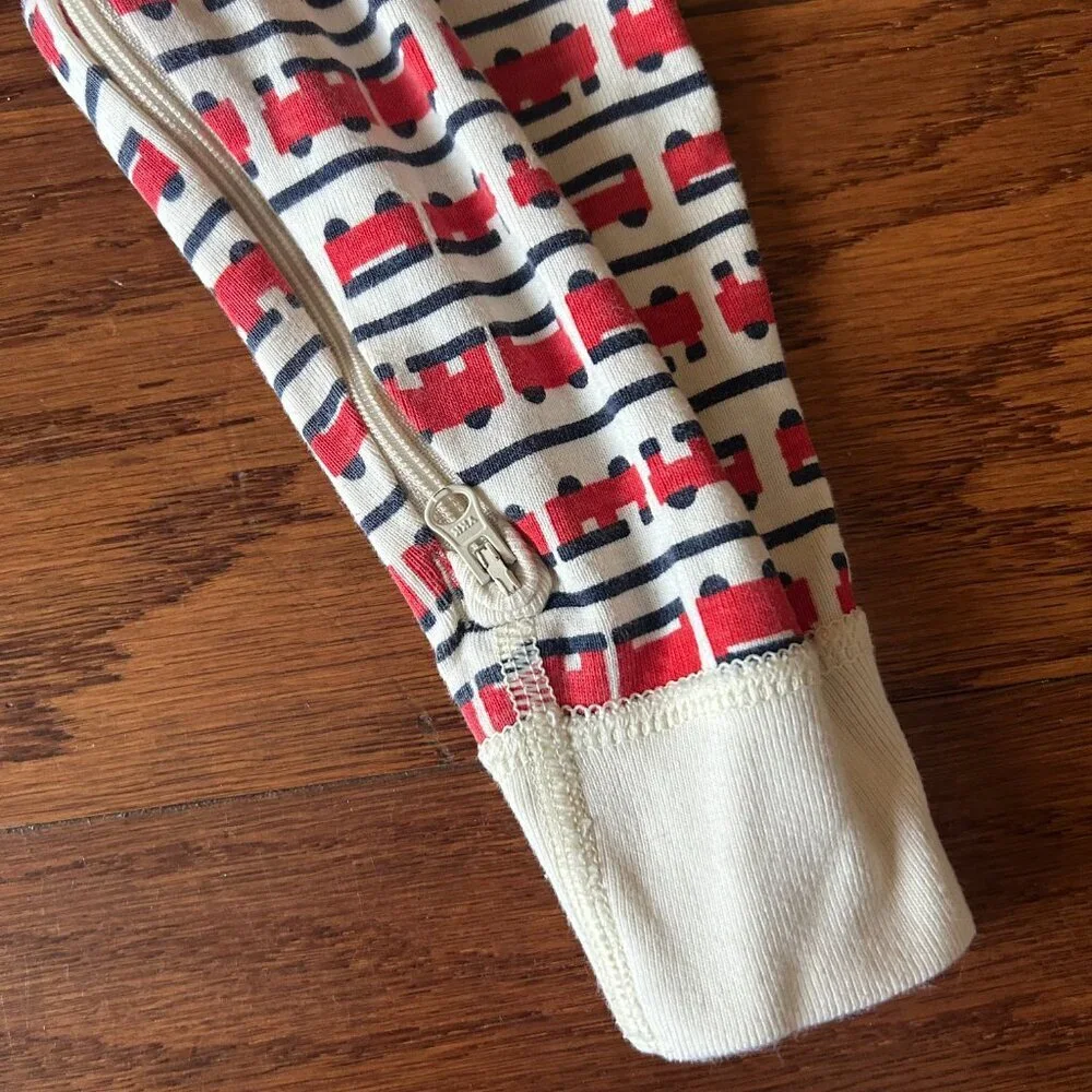 Hanna Andersson Boys 2T HannaJams Trains Organic Cotton Sleeper Footie Size 2T